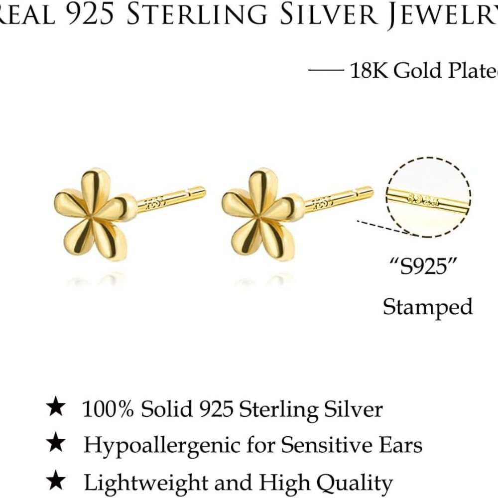 Solid 925 Sterling Silver Daisy Stud Earrings Flo… - image 7